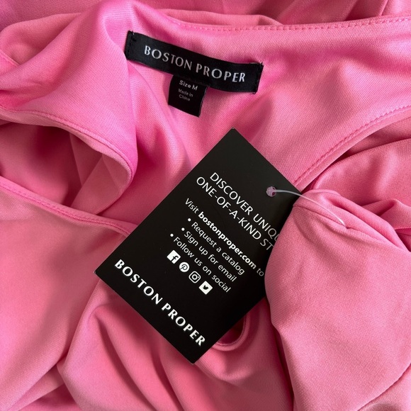 BOSTON PROPER Scoopneck Blouson Slit Midi Dress in Sachet Pink Size Medium - Picture 4 of 7